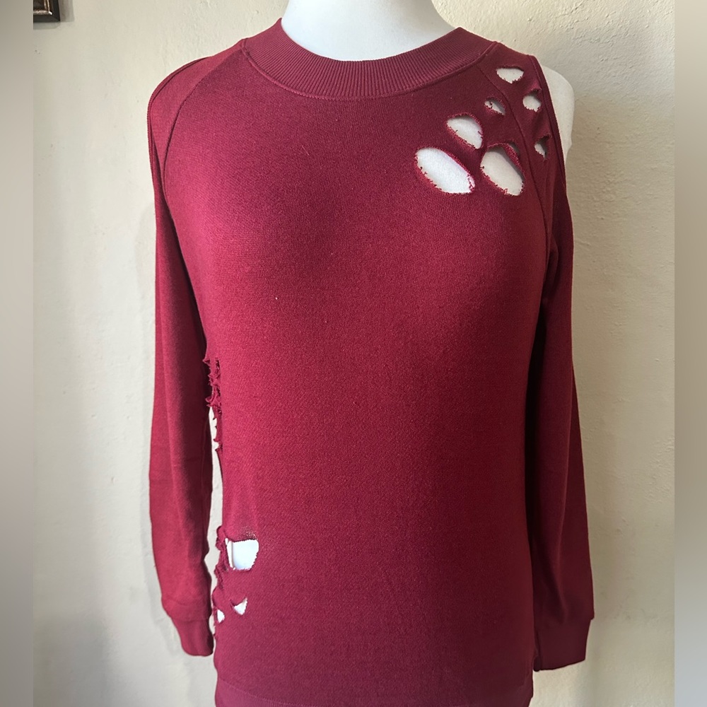 EMMA - Women’s Distress Red Sweater - L/M/S